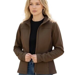LL Bean Soft Shell Fleeced lined Brown Women's Jacket in size small